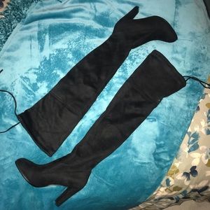 Liliana Black Thigh High Booties